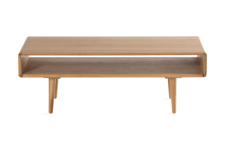 BABBIE Soffbord 110 cm med Förvaring Hylla Massiv Ek/Brun - Möbler - Vardagsrum - Soffbord & vardagsrumsbord - Soffbord