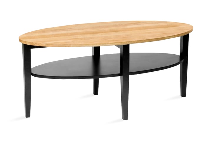 BALTIMORE Soffbord 120 cm Ovalt m Förvaring Hylla Massiv Ek/ - Möbler - Vardagsrum - Soffbord & vardagsrumsbord - Soffbord
