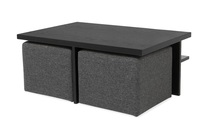 BONDI Soffbord 100 cm med 2 Pallar Svart/Mörkgrå - Möbler - Vardagsrum - Soffbord & vardagsrumsbord - Soffbord