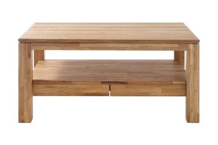 BRONFMAN Soffbord 115 cm med Förvaring Hylla + 2 Lådor Ek - Möbler - Vardagsrum - Soffbord & vardagsrumsbord - Soffbord