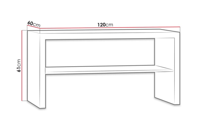 CHELES Soffbord 120 cm med Förvaring Hyllor Beige/Grå - Beige/Grå - Möbler - Vardagsrum - Soffbord & vardagsrumsbord - Soffbord