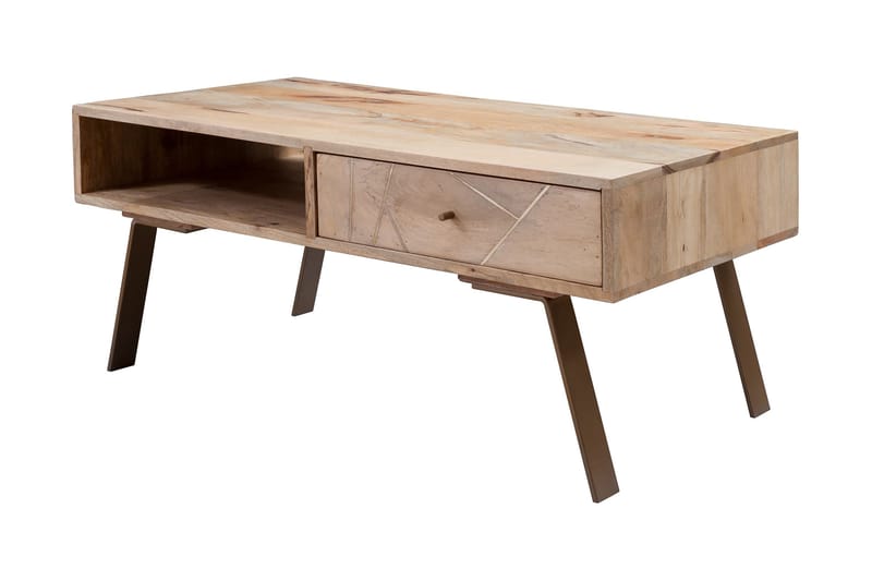 CLEVENSTINE Soffbord 95 cm med Förvaring Låda + Hylla Massiv - Möbler - Vardagsrum - Soffbord & vardagsrumsbord - Soffbord