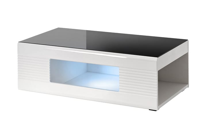 DALGOT Soffbord 120 cm med Förvaring LED-belysning Vit/Svart