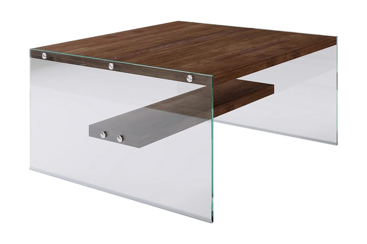DELARYD Soffbord 75 cm med Förvaring Hylla Glas/Brun - Möbler - Vardagsrum - Soffbord & vardagsrumsbord - Soffbord