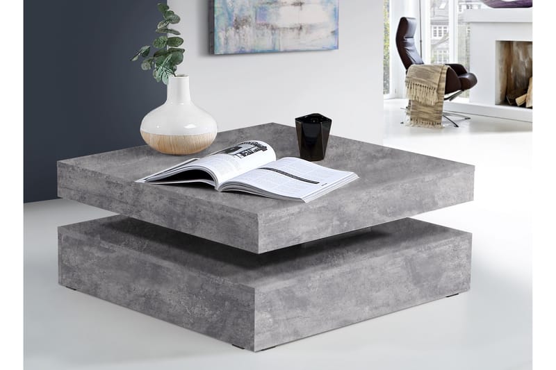 DOWNLEY Soffbord 78 cm med Förvaring Hylla Betonggrå - Ljusgrå - Möbler - Vardagsrum - Soffbord & vardagsrumsbord - Soffbord