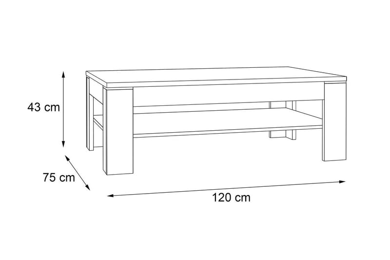 ECKLANDS Soffbord 120 cm med Förvaring Hylla Brun/Grå - Möbler - Vardagsrum - Soffbord & vardagsrumsbord - Soffbord