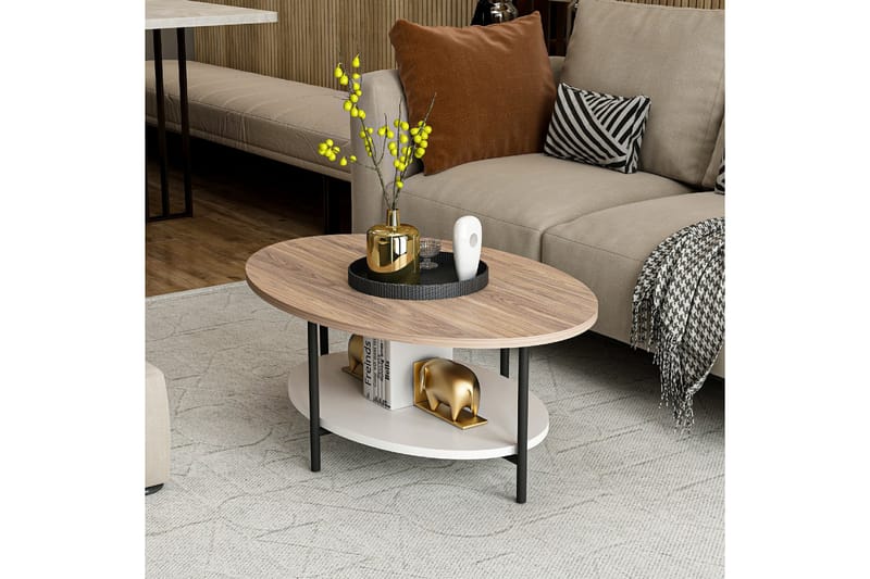 ELIS Soffbord 90 cm Ovalt Brun/Vit/Svart - Homemania - Möbler - Vardagsrum - Soffbord & vardagsrumsbord - Soffbord