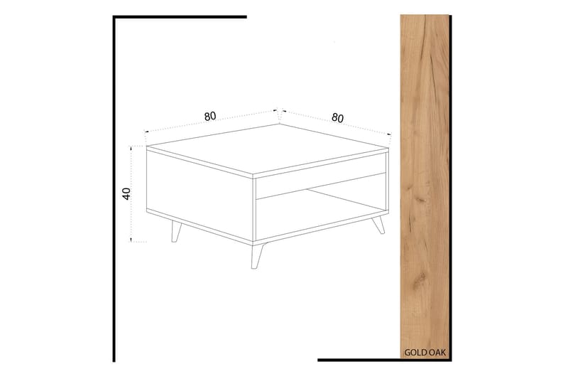 ELLINA Soffbord 80 cm med Förvaring Låda + Hylla Trä/Vit - Trä/Vit - Möbler - Vardagsrum - Soffbord & vardagsrumsbord - Soffbord