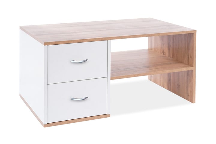 ELOHEE Soffbord 100 cm med Förvaring Lådor + Hylla Ekfärg/Ma - Möbler - Vardagsrum - Soffbord & vardagsrumsbord - Soffbord
