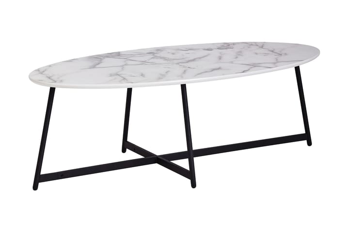 ESSELMAN Soffbord 120 cm Ovalt Marmormönster Vit/Svart - Möbler - Vardagsrum - Soffbord & vardagsrumsbord - Marmorbord