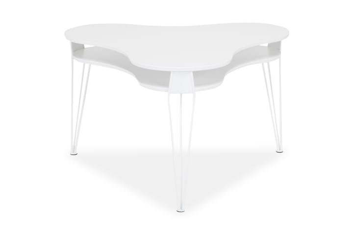 ESTER Soffbord 88 cm Ovalt med Förvaring Hylla Vit - Möbler - Vardagsrum - Soffbord & vardagsrumsbord - Soffbord
