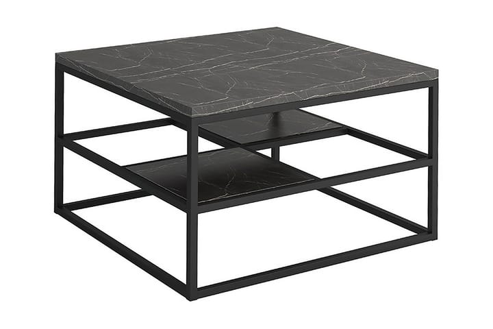 FARNHAM Soffbord 70 cm med Förvaring Hylla Marmormönster Sva - Svart - Möbler - Vardagsrum - Soffbord & vardagsrumsbord - Soffbord