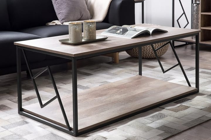 FORRIEN Soffbord 120 cm med Förvaring Hylla Mörkbrun/Svart - Möbler - Vardagsrum - Soffbord & vardagsrumsbord - Soffbord
