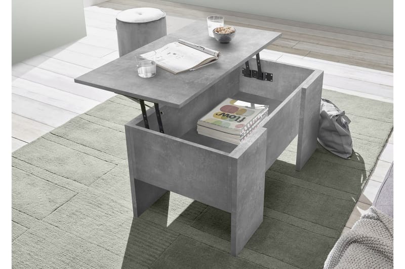 HELPRINGHAM Soffbord 92 cm med Förvaring Lådor Betonggrå - Möbler - Vardagsrum - Soffbord & vardagsrumsbord - Soffbord