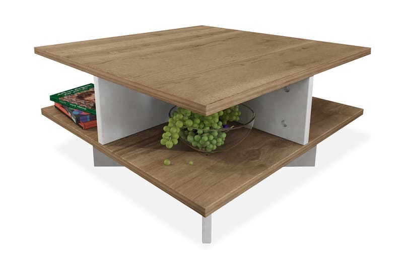 JACKI Soffbord 60 cm Valnötsbrun/Vit - Valnöt/Vit - Möbler - Vardagsrum - Soffbord & vardagsrumsbord - Soffbord