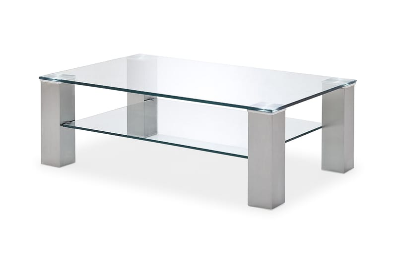 JASMINTO Soffbord 110 cm med Förvaring Hylla Glas/Silver - Möbler - Vardagsrum - Soffbord & vardagsrumsbord - Soffbord