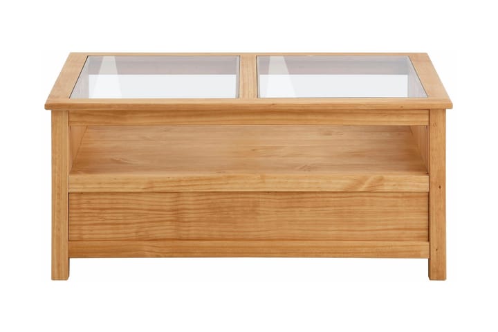 KAPILA Soffbord 100 cm med Förvaring 2 Lådor + Hylla Glas/Br - Möbler - Vardagsrum - Soffbord & vardagsrumsbord - Soffbord