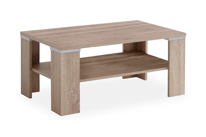 KENRICK Soffbord 100 cm med Förvaring Hyllor Ljus Ekfärg - Möbler - Vardagsrum - Soffbord & vardagsrumsbord - Soffbord
