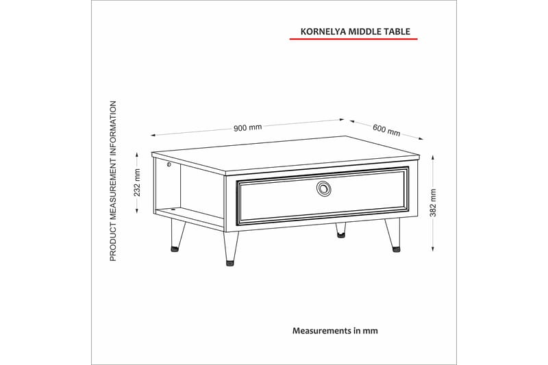 KYRKEBERG Soffbord 90 cm med Förvaring Hyllor + Lucka Vit/Gu - Möbler - Vardagsrum - Soffbord & vardagsrumsbord - Soffbord