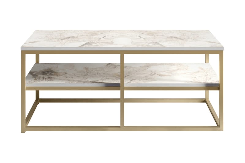LAMMAKULLA Soffbord 110 cm med Förvaring 2 Hyllor Guld - Möbler - Bord