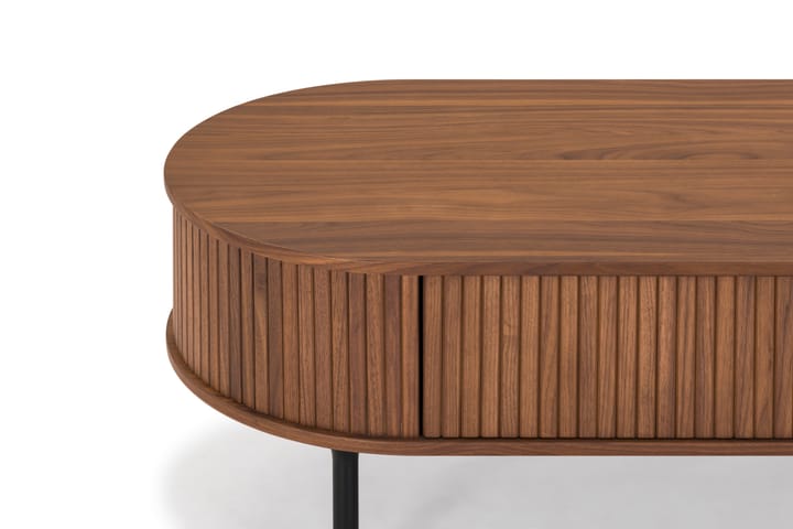 LENOIR Soffbord 118 cm Ovalt m Förvaring Låda Massiv Valnöt/ - Möbler - Vardagsrum - Soffbord & vardagsrumsbord - Soffbord