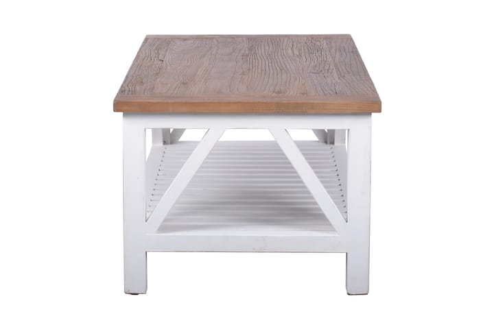LIRE Soffbord 120 cm med Förvaring Hylla Vintage Natur/Vit - Möbler - Vardagsrum - Soffbord & vardagsrumsbord - Soffbord