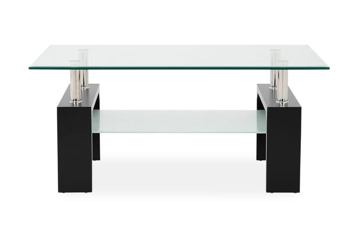 LOANA Soffbord 100 cm med Förvaring Hylla Glas/Svart/Krom - Möbler - Vardagsrum - Soffbord & vardagsrumsbord - Soffbord