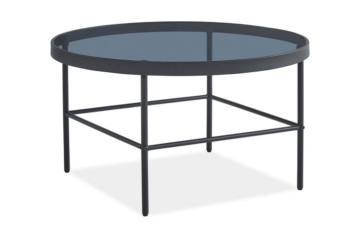 LOCMARIA Soffbord 80 cm Runt Rökfärgad Glas/Svart - Möbler - Vardagsrum - Soffbord & vardagsrumsbord - Soffbord