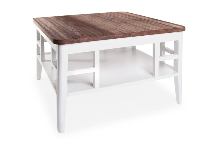 LONDON Soffbord 80 cm med Förvaring Hylla Vit/Rustik - Möbler - Vardagsrum - Soffbord & vardagsrumsbord - Soffbord
