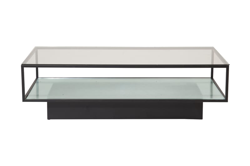 MAGLEHEM Soffbord 130 cm med Förvaring Hylla Glas/Svart - Möbler - Bord