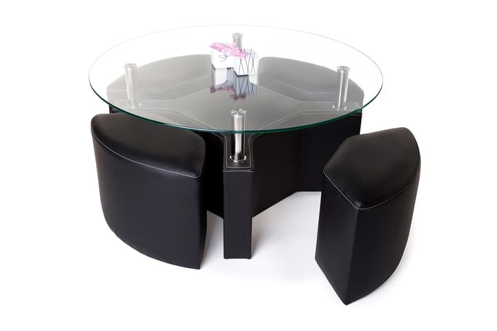 MANUELA Soffbord 90 cm Runt Glas/Svart - Möbler - Vardagsrum - Soffbord & vardagsrumsbord - Soffbord