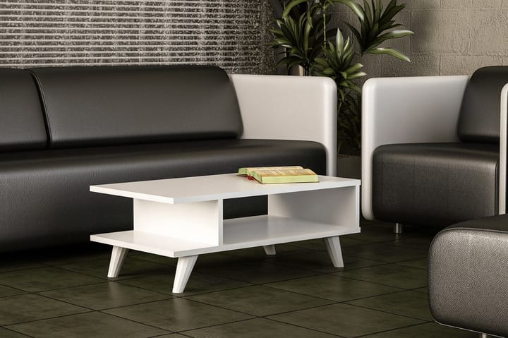 MARJORIE Soffbord 80 cm med Förvaring Hylla Vit - Vit - Möbler - Vardagsrum - Soffbord & vardagsrumsbord - Soffbord
