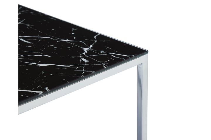 MATADOR Soffbord 120 cm Marmormönster Glas/Svart/Krom - Möbler - Vardagsrum - Soffbord & vardagsrumsbord - Soffbord