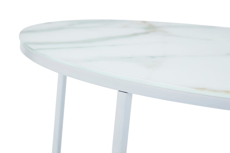 MATADOR Soffbord 80 cm Runt Marmormönster Glas/Vit - Möbler - Vardagsrum - Soffbord & vardagsrumsbord - Soffbord