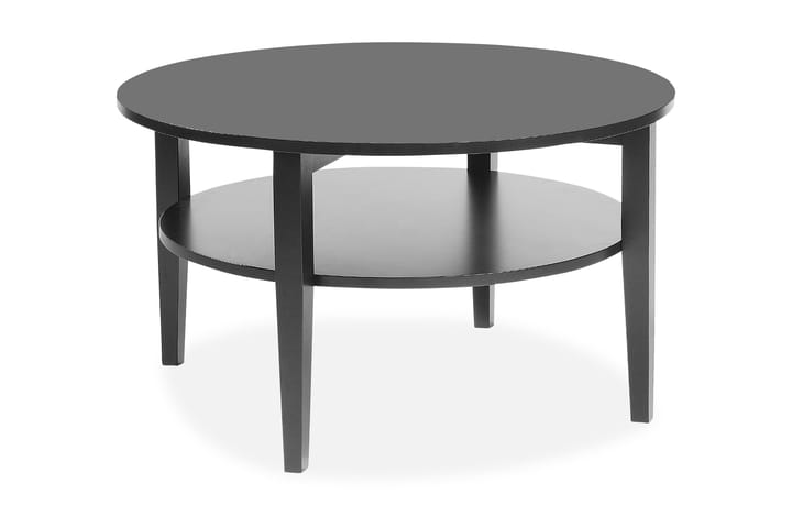 MEMPHIS Soffbord 80 cm Runt med Förvaring Hylla Ek/Svart - Möbler - Vardagsrum - Soffbord & vardagsrumsbord - Soffbord