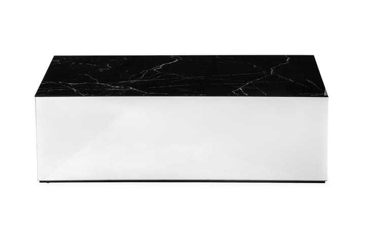 MESON Soffbord 110 cm Marmormönster Spegel/Glas/Svart