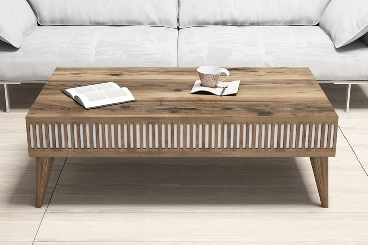 MIECZNIKOWSKI Soffbord 105 cm med Förvaring Hylla Valnötsbru - Möbler - Vardagsrum - Soffbord & vardagsrumsbord - Soffbord