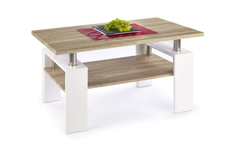MINELLI Soffbord 110 cm med Förvaring Hylla Ekfärg/Vit - Möbler - Vardagsrum - Soffbord & vardagsrumsbord - Soffbord