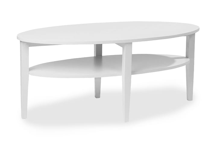 NEVADA Soffbord 120 cm Ovalt med Förvaring Hylla Vit - Möbler - Tillbehör & accessoarer - Sofftillbehör