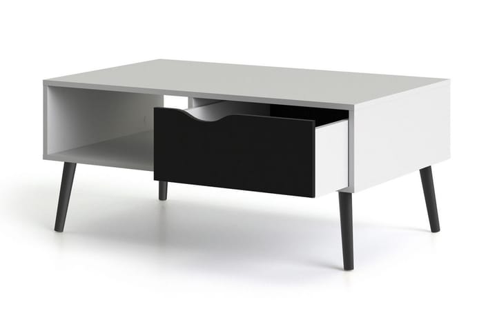 ORINO Soffbord 99 cm med Förvaring Låda + Hylla Vit/Svart - Möbler - Vardagsrum - Soffbord & vardagsrumsbord - Soffbord
