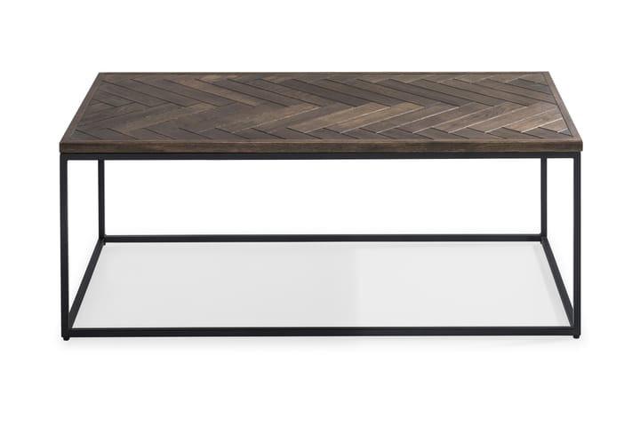 PRISKA Soffbord 120 cm Fiskbensmönster Mörkbrun/Svart - Möbler - Vardagsrum - Soffbord & vardagsrumsbord - Soffbord