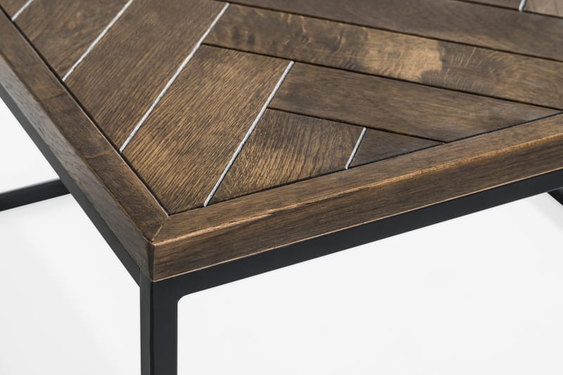 PRISKA Soffbord 70 cm Fiskbensmönster Mörkbrun/Svart - Möbler - Vardagsrum - Soffbord & vardagsrumsbord - Soffbord