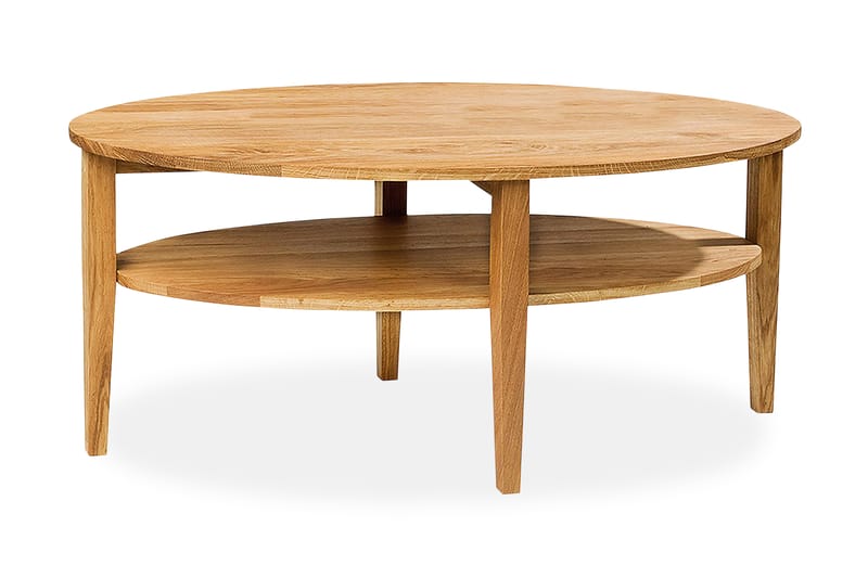 RAYMOND Soffbord 120 cm Ovalt med Förvaring Hylla Oljad Ek - Möbler - Vardagsrum - Soffbord & vardagsrumsbord - Soffbord