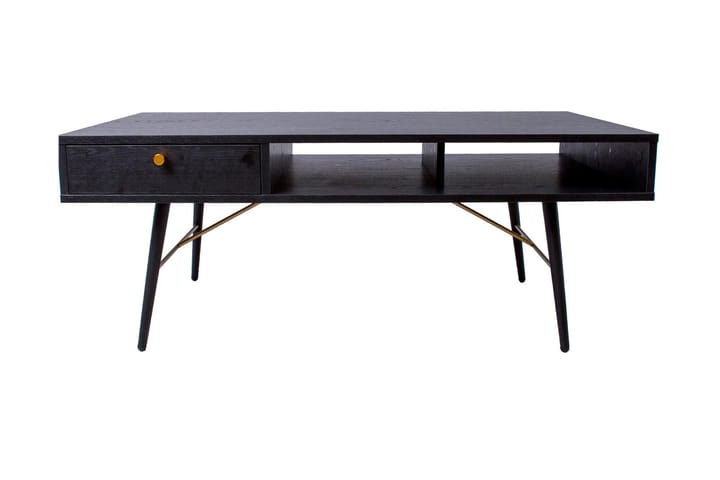 REMICH Soffbord 115 cm med Förvaring Låda+Hylla Svart/Koppar