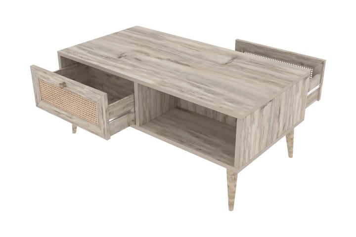 ROLAVA Soffbord 97 cm med Förvaring Hylla + 2 Lådor Natur - Möbler - Vardagsrum - Soffbord & vardagsrumsbord - Soffbord