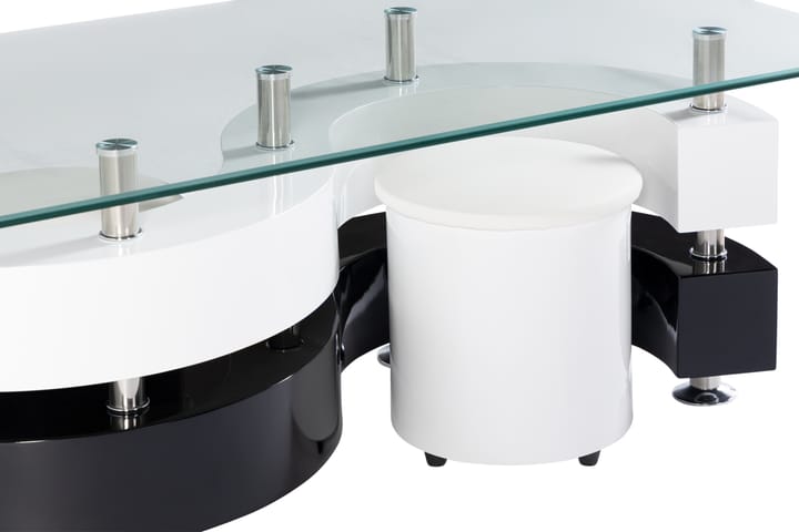 SERENA Soffbord 130 cm Glas/Vit/Svart - Möbler - Vardagsrum - Soffbord & vardagsrumsbord - Soffbord