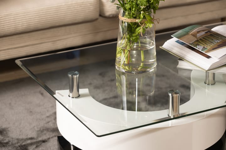 SERENA Soffbord 130 cm Glas/Vit/Svart - Möbler - Vardagsrum - Soffbord & vardagsrumsbord - Soffbord