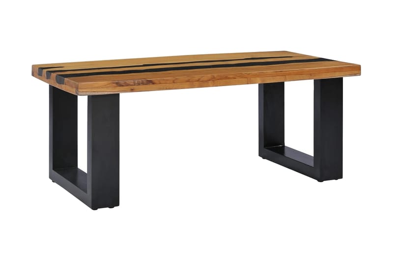 Soffbord 100x50x40 cm massivt teakträ och lavasten - Flerfärgad - Möbler - Vardagsrum - Soffbord & vardagsrumsbord - Soffbord