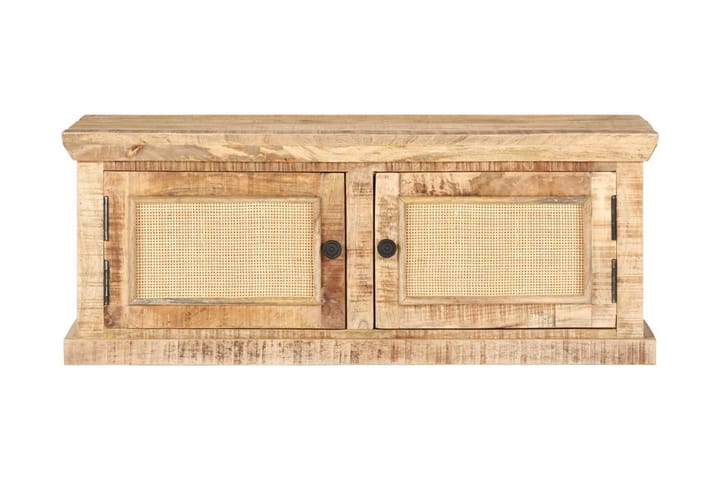 Soffbord 90x50x35 cm massivt mangoträ och naturlig rotting - Brun - Möbler - Vardagsrum - Soffbord & vardagsrumsbord - Soffbord