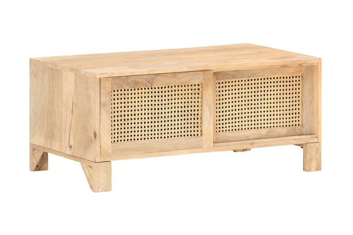 Soffbord 90x50x40 cm massivt mangoträ och naturlig rotting - Brun - Möbler - Vardagsrum - Soffbord & vardagsrumsbord - Soffbord